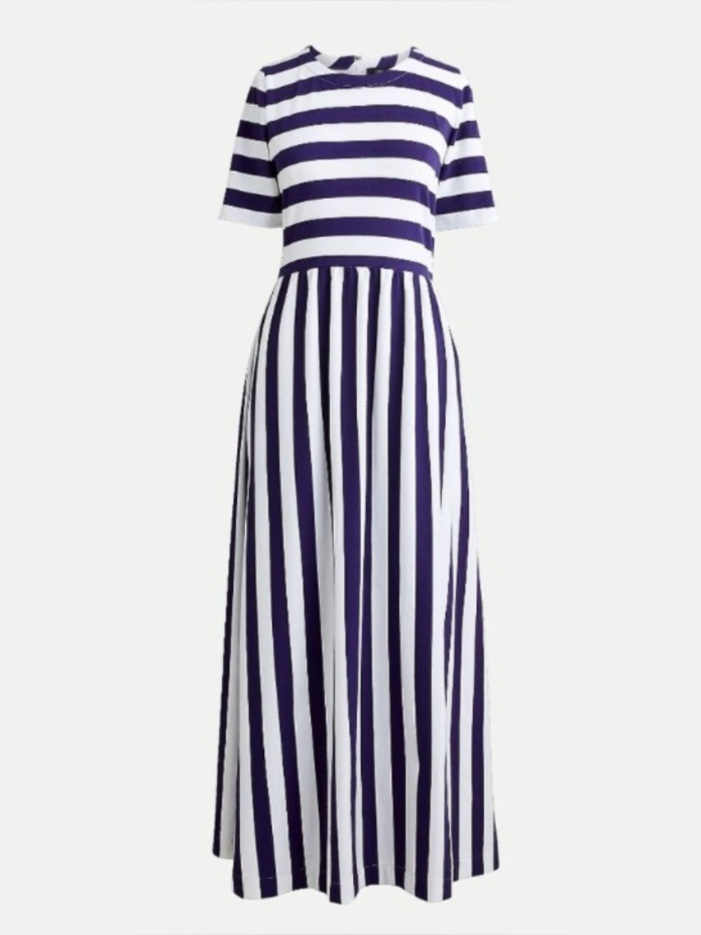 J. Crew Navy and White Striped Short-Sleeve Maxi Dress size 8 cotton